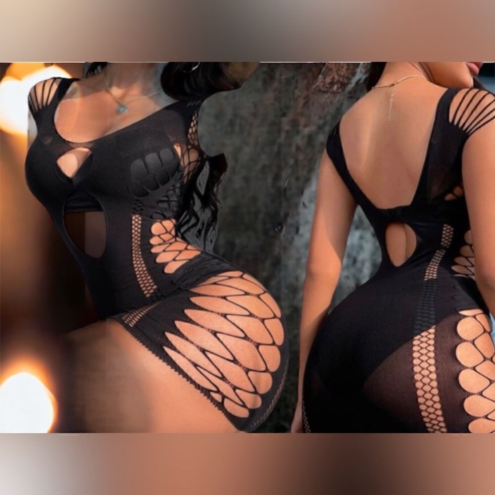 Top Intimate Cover-up l BodyCon l Black Cut-out l Day or Night wear l OS l New - Picture 4 of 7